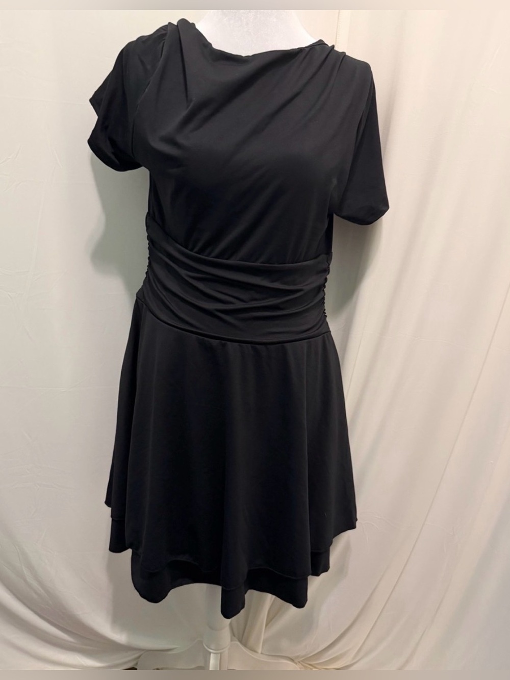 ❤️Black‎ Women's Draped Waist Midi Dress